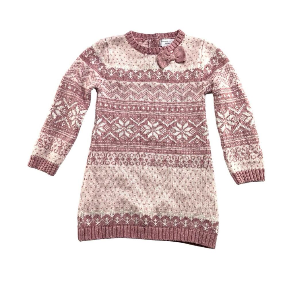 Adrienne Vittadini Bambini Sweater Dress Pink White‎ Toddler Sz 24 Months EUC